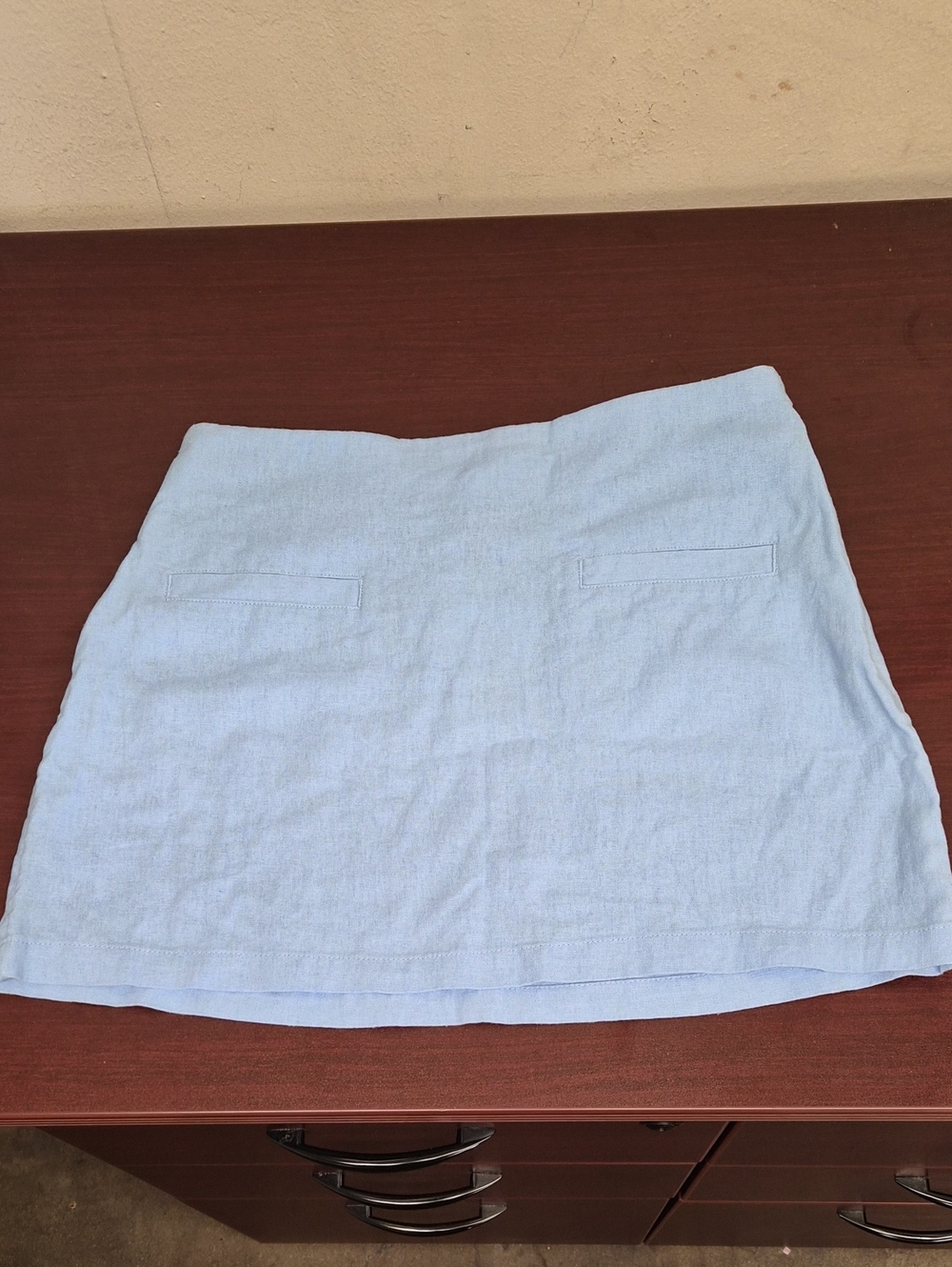a new day Light Blue Linen-Blend Mini Skirt | Size 6